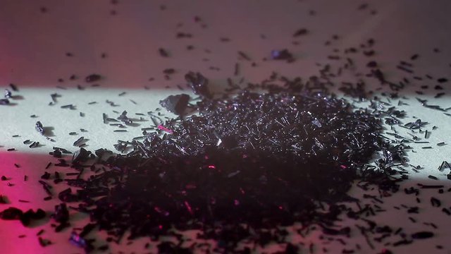 Potassium permanganate precipitates, an extreme close-up