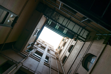 Looking up the urban building shaft