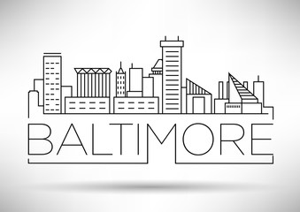 Minimal Baltimore Linear City Skyline with Typographic Design