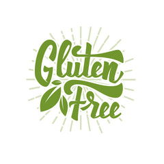 Gluten free. Hand drawn lettering phrase isolated on white background. Vector illustration