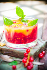 Summer fruit dessert currant orange juice basil