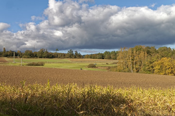 Plowed field in autumn