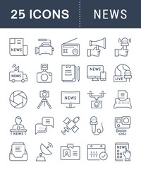 Set Vector Flat Line Icons News