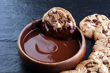 Melting chocolate / melted chocolate/ chocolate swirl and cookies