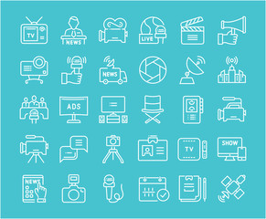 Set Vector Flat Line Icons Television