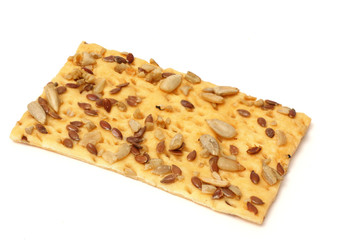 biscuits with sunflower seeds isolated on white