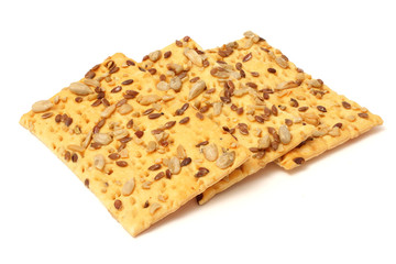 biscuits with sunflower seeds isolated on white