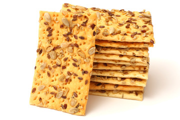 biscuits with sunflower seeds isolated on white