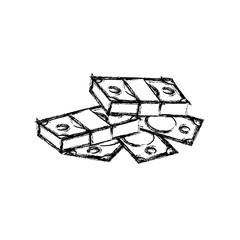 bundles of money piled up vector icon illustration