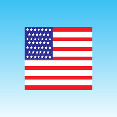 Flag of the USA. On a blue sky background. Vector illustration.