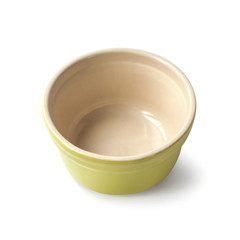 Glazed ceramic pot for cooking on a white background with clipping path