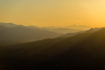 Majestic sunset with mountains, Armenia