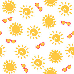 Seamless sun pattern. Vector illustration