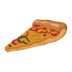 pizza slice vegetables cheese vector icon illustration