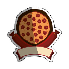 pizza salami pepperoni banner vector icon illustration