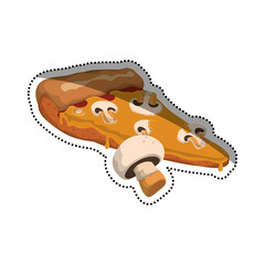 pizza slice mushrooms cheese vector icon illustration