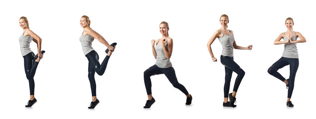 Fototapeta premium Young woman doing sports isolated on white