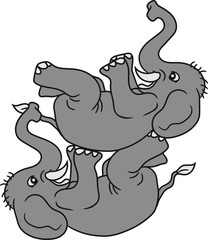 2 freunde team zirkus kunststück spaß trick spielen klein elefant lustig comic cartoon spaß lachen