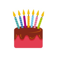 birthday cake with candles over white background. colorful design. vector illustration