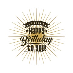 Happy birthday text label, vector illustration design
