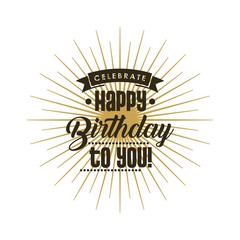 Happy birthday text label, vector illustration design