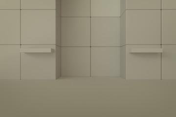 3d rendering of empty shelf in door