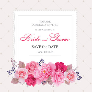 Wedding floral template collection.Wedding invitation, thank you card, save the date cards. Vector illustration. EPS 10
