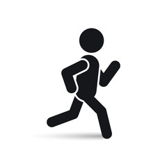 Fototapeta na wymiar Running man icon vector silhouette on white.