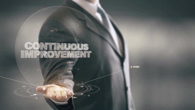 Continuous Improvement with hologram businessman concept