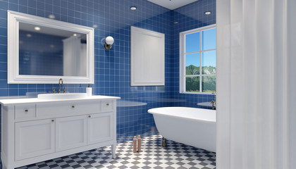 Small, modern bathroom interior. 3D rendering