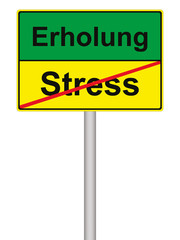 Zeit für Erholung, Schild mit blauem Hintergrund