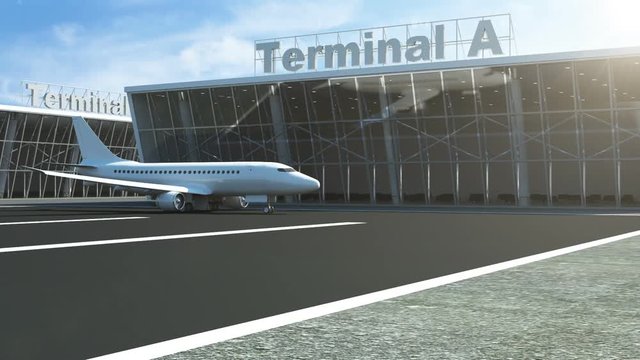 Animation of Airplane at the Airport goes to Waiting Area near the Terminal