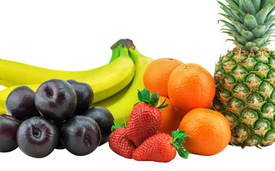 Fruits isolated on white background with clipping path