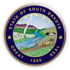 Badge US State Seal South Dakota, 3d illustration