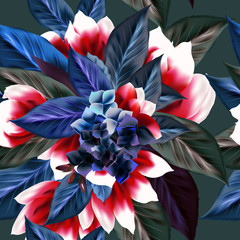 Beautiful floral pattern with leafs and flowers