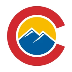 Foto op Canvas colorado hill logo vector. letter C logo vector. © gerilya