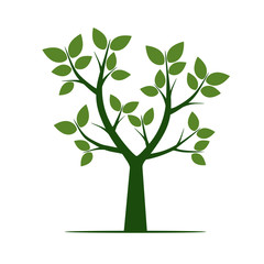 Green Tree with Leaf. Vector Illustration.