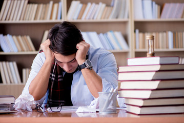 Young writer working in the library