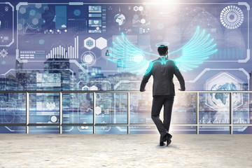 Angel investor concept with businessman with wings