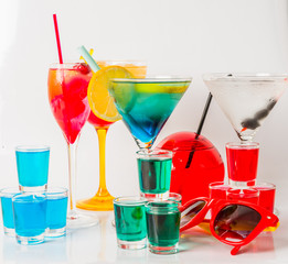 Set of color drink, different shapes of glasses, drink set
