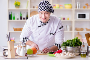 Young male cook working in the kitchen