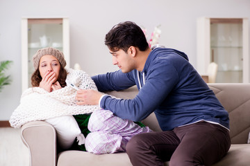 Husband caring for sick wife