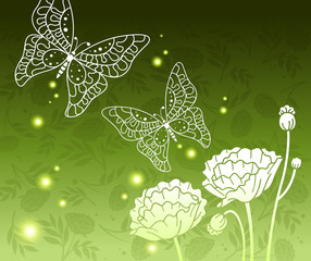 Flower Background_Flowers and butterfly pattern