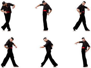 Spanish dancer in various poses on white