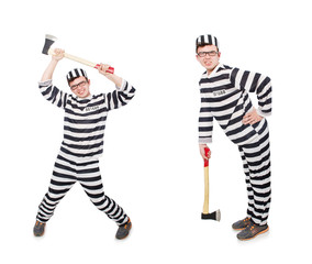Funny prison inmate in concept