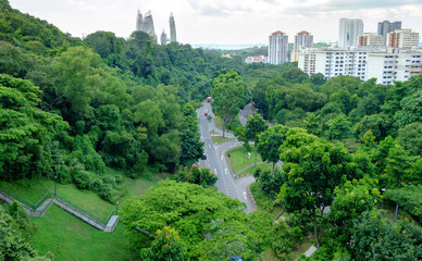Fototapeta na wymiar Singapore - February 03 2017: Main road under Henderson Waves, which connect Mount Faber Park with Telok Blangah Park, Singapore, Asia