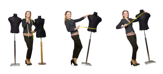 Woman tailor isolated on white