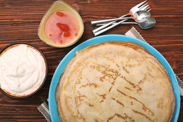 Stack of pancakes or crepe