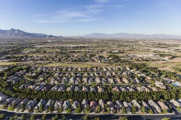 Fotobehang Aerial view of suburban residential neighborhood in northwest Las Vegas, Nevada. © trekandphoto