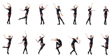 Woman dancing isolated on the white